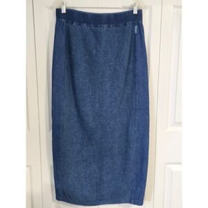 Blue Willis Denmark Indigo Cotton Knit Maxi Skirt Blue XXL Mixed Media Long